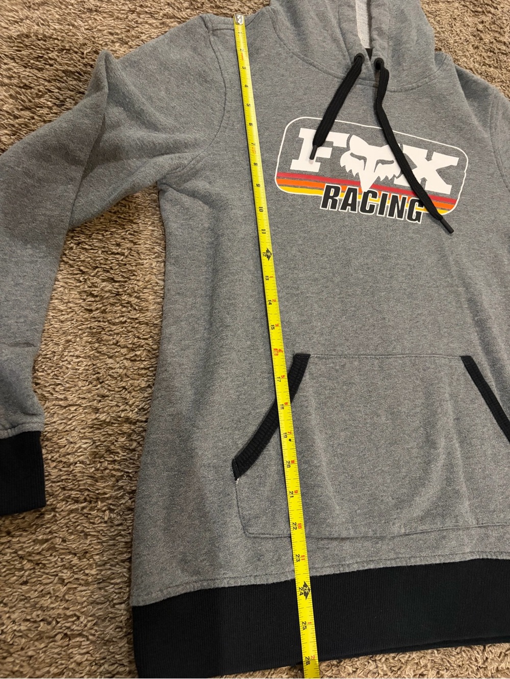 Fox Racing Women’s Retro Pullover Hoodie Heather Gray Graphic Motorcycle Medium - Picture 4 of 9